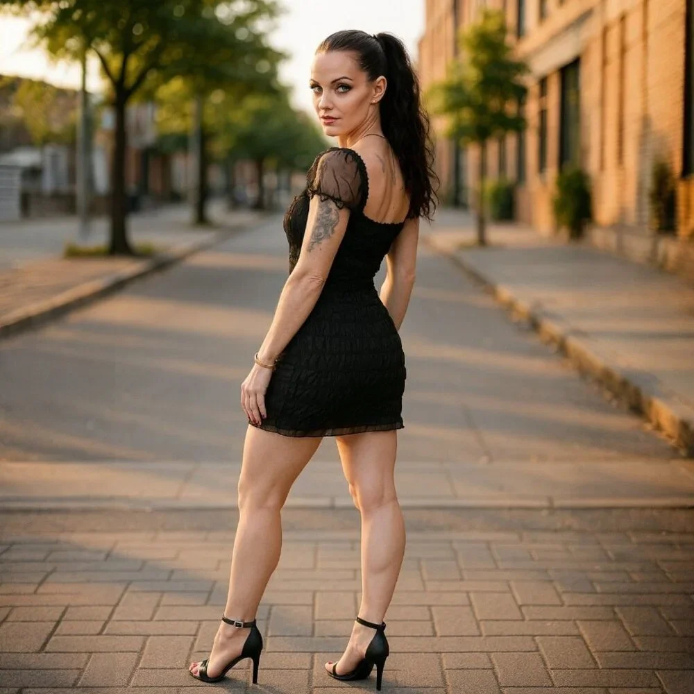 Motel ✦ Lenira Black Textured Mini Dress ✦ Puff Sheer Sleeve Square Neck M NWT - Picture 6 of 9